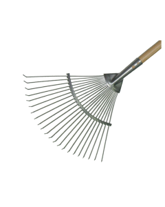 Laubrechen silber mit runden Zinken mit Stiel