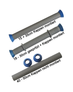 Distanzrohre geschnitten Ø = 22mm mit blauen Kappen